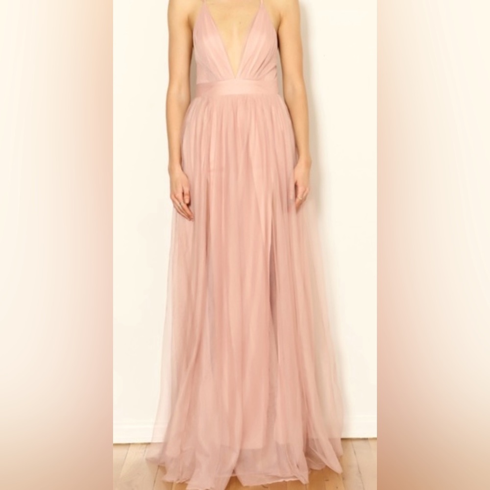 Tulle rose gold maxi dress